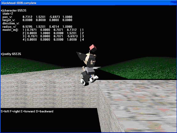 Blockhead running on test level.