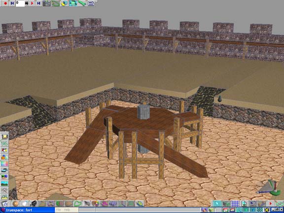 Fort level geometry in TrueSpace.
